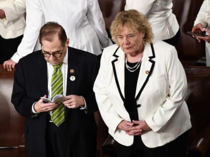 In this file photo, house Impeachmant managers Jerrold Nadler and Zoe Lofgren attend the State of the Union address at the US Capitol in Washington, DC, on February 4, 2020. (Brendan Smialowski/AFP via Getty Images)