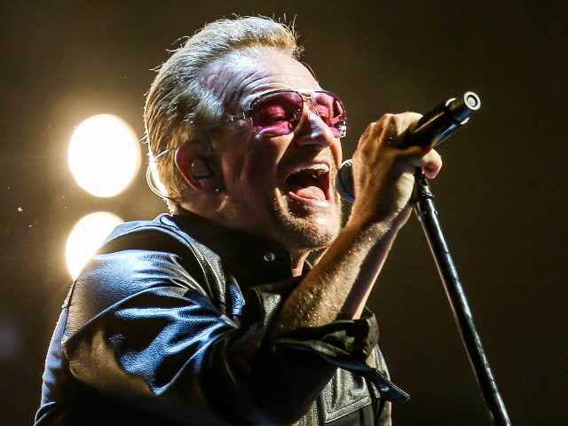 FILE - In this May 26, 2015, file photo, Bono of U2 performs at the Innocence + Experience