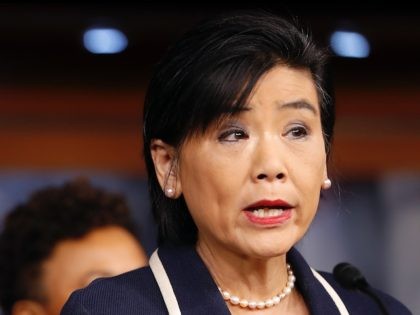 WASHINGTON, DC - JANUARY 31: Rep. Judy Chu (D-CA) speaks at a press conference on Capitol Hill January 31, 2017 in Washington, DC. Chu, along with Rep. Maxine Waters (D-CA), called for investigation into Trump administration ties to Russia. (Photo by Aaron P. Bernstein/Getty Images)