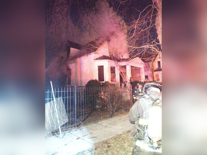 A firefighter almost fell through a staircase in a blaze March 18, 2021, in the 2000 block of West 68th Street. Chicago Fire Department