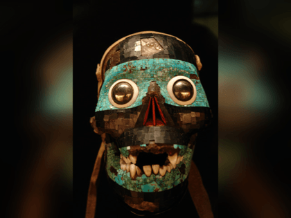 Turquoise mask representing the god Tezcatlipoca, from the British Museum.