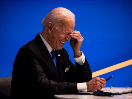 WASHINGTON, DC - MARCH 03: President Joe Biden participates in a virtual event with member
