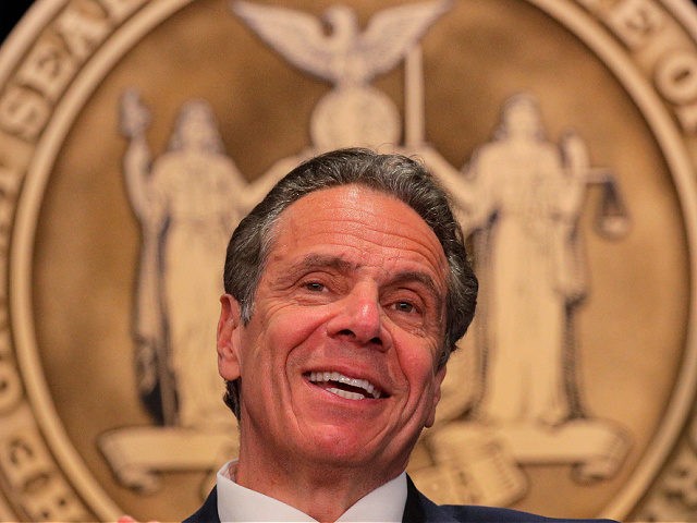 New York Governor Andrew Cuomo speaks during a news conference at his offices in New York City, on March 24, 2021. (Photo by BRENDAN MCDERMID / POOL / AFP) (Photo by BRENDAN MCDERMID/POOL/AFP via Getty Images)