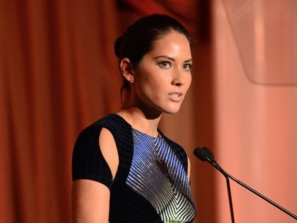 BEVERLY HILLS, CA - OCTOBER 29: Presenter Olivia Munn speaks onstage at the 2012 Courage in Journalism Awards hosted by the International Women's Media Foundation held at the Beverly Hills Hotel on October 29, 2012 in Beverly Hills, California. (Photo by Jason Merritt/Getty Images for IWMF)