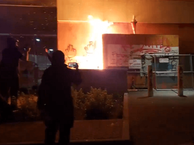 Antifa sets fire to ICE building in Portland, OR. (Twitter Video Screenshot/Andy Ngo)