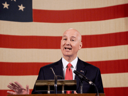 Nebraska Gov. Pete Ricketts speaks during a news conference with State business and educat