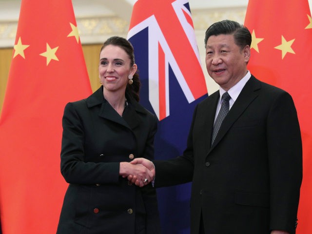 BEIJING, CHINA - APRIL 01: Chinese President Xi Jinping, right and New Zealand Prime Minis