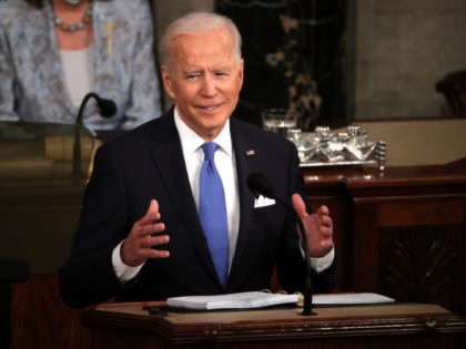 WASHINGTON, DC - APRIL 28: U.S. President Joe Biden addresses a joint session of congress in the House chamber of the U.S. Capitol April 28, 2021 in Washington, DC. On the eve of his 100th day in office, Biden spoke about his plan to revive America’s economy and health as …