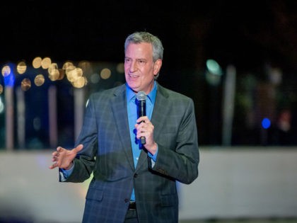 NEW YORK, NEW YORK - APRIL 06: Mayor Bill de Blasio speaks during the opening night perfor