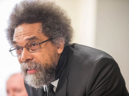 Professor of Philosophy and Christian Practice at the Union Theological Seminary Cornel West speaks during a press conference calling for Congress and the US Department of Justice to launch a federal investigation into the hiring and promoting practices of United Airlines at The National Press Club September 15, 2016 in …