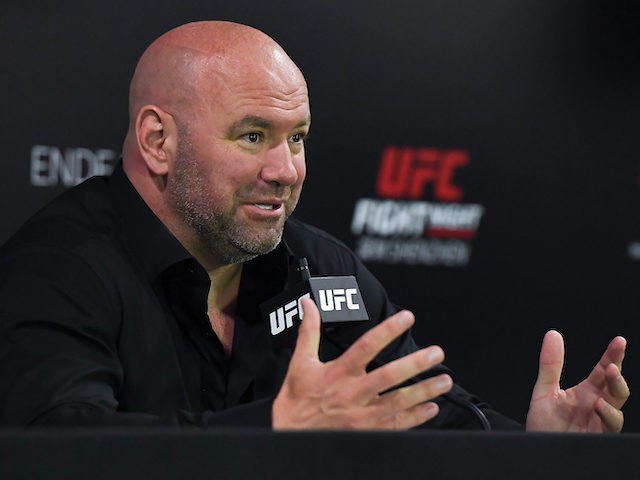 UFC President Dana White attends the press conference after the UFC Fight Night event at S