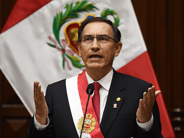 Peruvian President Martin Vizcarra addresses the congress during the independence anniversary commemoration, on July 28, 2018 in Lima. (Photo by Teo BIZCA / AFP) (Photo credit should read TEO BIZCA/AFP via Getty Images)