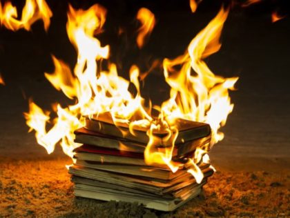 Stack of books burning