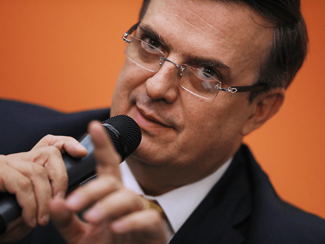 Mexican Foreign Affairs Secretary Marcelo Ebrard holds a news conference at the Mexican Embassy following talks with U.S. Vice President Mike Pence and Secretary of State Mike Pompeo June 05, 2019 in Washington, DC. Leaders from Mexico and the United States are holding emergency meetings following President Donald Trump's threat …