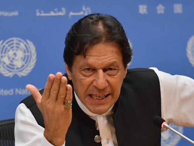 Pakistani Prime Minister Imran Khan speaks during a press conference at the United Nations Headquarters in New York on September 24, 2019. - Khan said Tuesday that both the United States and Saudi Arabia asked him to mediate with Iran to defuse tensions. (Photo by Angela Weiss / AFP) (Photo …