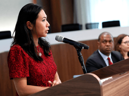 U.S. Rep. Stephanie Murphy (D-FL) speaks at a panel discussion on disinformation and the 2