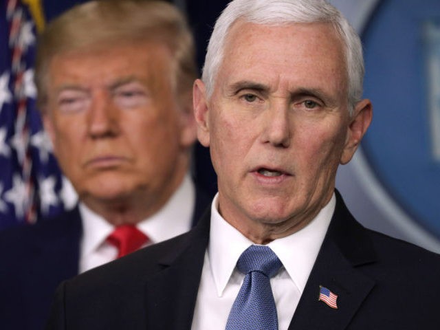 WASHINGTON, DC - FEBRUARY 29: U.S. President Donald Trump listens as Vice President Mike Pence speaks during a news conference at the James Brady Press Briefing Room at the White House February 29, 2020 in Washington, DC. Department of Health in Washington State has reported the first death in the …