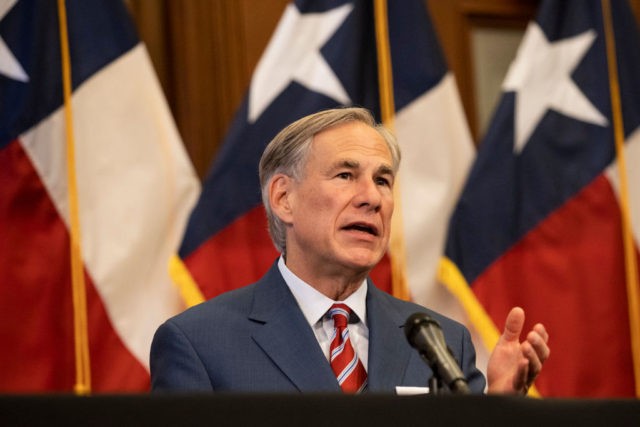 AUSTIN, TX - MAY 18: (EDITORIAL USE ONLY) Texas Governor Greg Abbott announces the reopeni