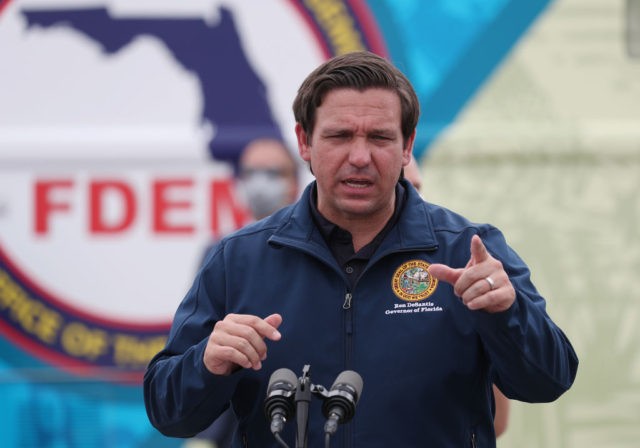 MIAMI GARDENS, FLORIDA - MAY 06: Florida Gov. Ron DeSantis speaks during a press conference at the Hard Rock Stadium testing site on May 06, 2020 in Miami Gardens, Florida. Gov. DeSantis announced during the press conference that a COVID-19 antibodies test will be available. The test can show if …
