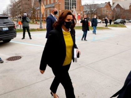 Michigan State Governor Gretchen Whitmer arrives for Electoral College votes at the state capital in Lansing, Michigan on December 14, 2020. - Joe Biden's US election victory was set for formal confirmation by the Electoral College, further closing the door on angry efforts by President Donald Trump to overturn the …