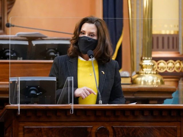 Michigan Gov. Gretchen Whitmer addresses the states Electoral College at the state Capitol