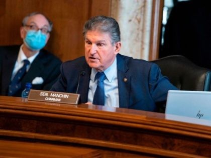 Senator Joe Manchin, a Democrat from West Virginia and chairman of the Senate Energy and Natural Resources Committee, speaks during a confirmation hearing for Representative Deb Haaland, a Democrat from New Mexico and secretary of the interior nominee, in Washington, DC on February 24, 2021. (Photo by Sarah Silbiger / …