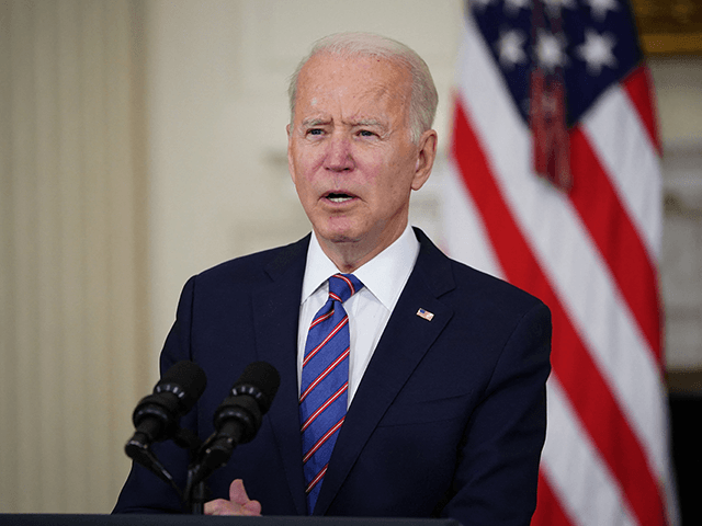 US President Joe Biden speaks about the March jobs report in the State Dining Room of the White House in Washington, DC, on April 2, 2021. - The US economy regained a massive 916,000 jobs in March, the biggest increase since August, with nearly a third of the increase in …