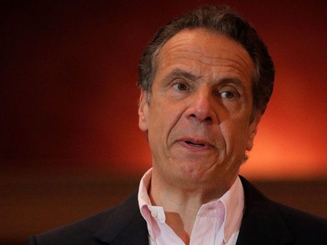 New York Governor Andrew Cuomo speaks at Rochdale Village Community Center in Queens, New York, on April 5, 2021. - Cuomo faces an investigation over an alleged pattern of sexually harassing and intimidating women employees, as well as accusations his administration orchestrated a cover-up of nursing home deaths related to …