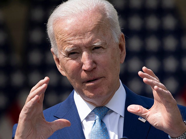 US President Joe Biden speaks from the Rose Garden of the White House about gun violence on April 8, 2021, in Washington, DC. - Biden on Thursday called US gun violence an "epidemic" at a White House ceremony to unveil new attempts to get the problem under control. (Photo by …