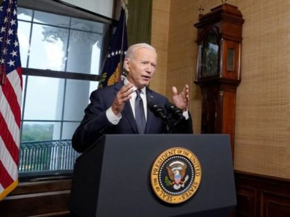 US President Joe Biden speaks from the Treaty Room in the White House on April 14, 2021 in