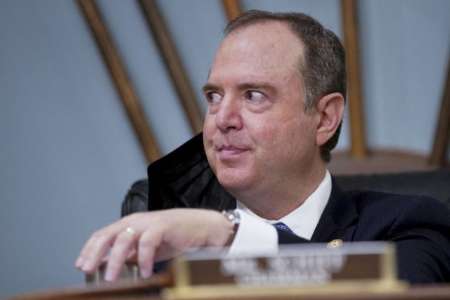US Representative Adam Schiff, a Democrat from California and chairman of the House Intelligence Committee, listens during a committee hearing about worldwide threats, on Capitol Hill in Washington, DC, April 15, 2021. (Photo by Al Drago / POOL / AFP) (Photo by AL DRAGO/POOL/AFP via Getty Images)