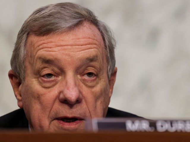 US Senate Judiciary Chairman Dick Durbin (D-IL) speaks during a Senate Judiciary Committee hearing on voting rights on Capitol Hill in Washington,DC on April 20, 2021. (Photo by EVELYN HOCKSTEIN / POOL / AFP) (Photo by EVELYN HOCKSTEIN/POOL/AFP via Getty Images)