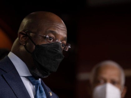 WASHINGTON, DC - MARCH 10: Sen. Raphael Warnock (D-GA) speaks at a press conference at Capitol Hill on March 10, 2021 in Washington, DC. The bill includes direct payments, unemployment benefits and child tax credit and money for public health. (Photo by Tasos Katopodis/Getty Images)