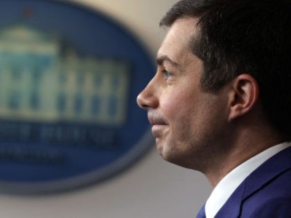 WASHINGTON, DC - APRIL 09: U.S. Secretary of Transportation Pete Buttigieg speaks during a daily press briefing at the James Brady Press Briefing Room of the White House April 9, 2021 in Washington, DC. White House Press Secretary Jen Psaki held the briefing to answer questions from members of the …