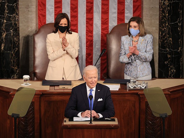 WASHINGTON, DC - APRIL 28: U.S. President Joe Biden addresses a joint session of congress