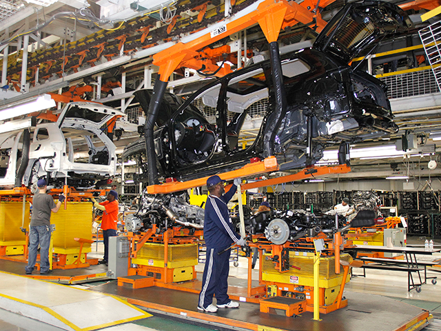 A Chrysler Group SUV goes through the assembly line at Chrysler's Jefferson North Assembly Plant April 26, 2012 in Detroit, Michigan. Today Chrysler reported a first quarter profit of $473 million, its largest quarterly profit since 1998. (Photo by Bill Pugliano/Getty Images)