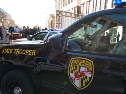 This December 13, 2012 photo shows an Maryland State Police vehicle during an event at the US Department of Transportation in Washington, DC. AFP PHOTO/Karen BLEIER (Photo credit should read KAREN BLEIER/AFP via Getty Images)