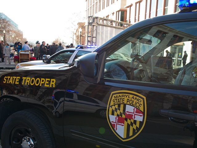This December 13, 2012 photo shows an Maryland State Police vehicle during an event at the