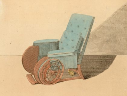 1810: Early nineteenth century wheelchairs. (Photo by Hulton Archive/Getty Images)