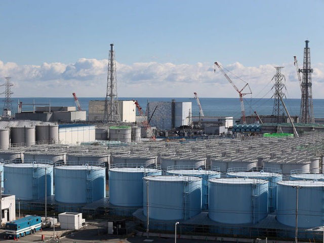 OKUMA, JAPAN - FEBRUARY 25: A general view of radiation contaminated water tanks and the damaged reactors at Fukushima Daiichi nuclear power plant. Five years on, the decontamination and decommissioning process at the Tokyo Electric Power Co.'s embattled Fukushima Daiichi nuclear power plant continues on February 25, 2016 in Okuma, …