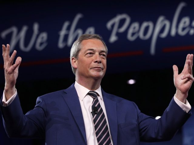 NATIONAL HARBOR, MD - FEBRUARY 24: British politician Nigel Farage speaks during the Conservative Political Action Conference at the Gaylord National Resort and Convention Center February 24, 2017 in National Harbor, Maryland. Hosted by the American Conservative Union, CPAC is an annual gathering of right wing politicians, commentators and their …