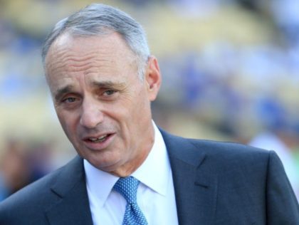 LOS ANGELES, CA - OCTOBER 25: Major League Baseball Commissioner Robert D. Manfred Jr. looks on prior to game two of the 2017 World Series between the Houston Astros and the Los Angeles Dodgers at Dodger Stadium on October 25, 2017 in Los Angeles, California. (Photo by Sean M. Haffey/Getty …
