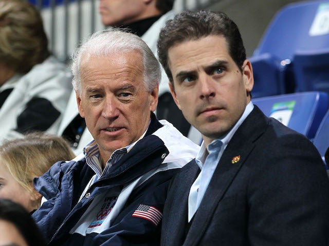 United States vice-president Joe Biden (L) and his son Hunter Biden (R) attend a women's i