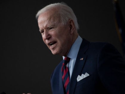 US President Joe Biden speaks about infrastructure investment from the Eisenhower Executiv