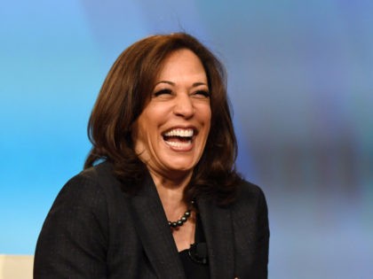 U.S. Sen. Kamala Harris (D-CA) laughs while speaking at the "Conversations that Count" event during the Black Enterprise Women of Power Summit at The Mirage Hotel & Casino on March 1, 2019 in Las Vegas, Nevada. Harris is campaigning for the 2020 Democratic nomination for president. (Photo by Ethan Miller/Getty …