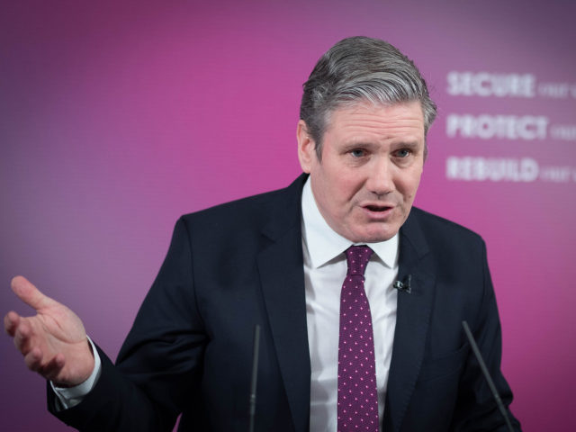 LONDON, ENGLAND - FEBRUARY 18: Leader of the Labour Party, Sir Keir Starmer makes a statement on the UK economy on February 18, 2021 in London, England. The Labour leader stated that the coronavirus pandemic had exposed deep inequalities and he laid out the party's plans for the country's economy. …