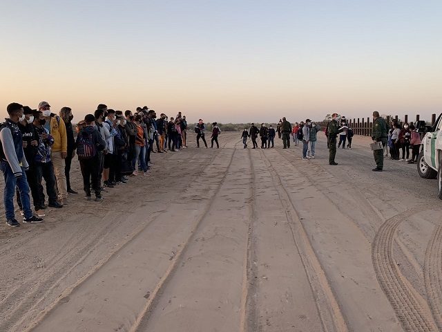 Yuma Sector Border Patrol agents apprehend a large group of migrants in the Arizona desert