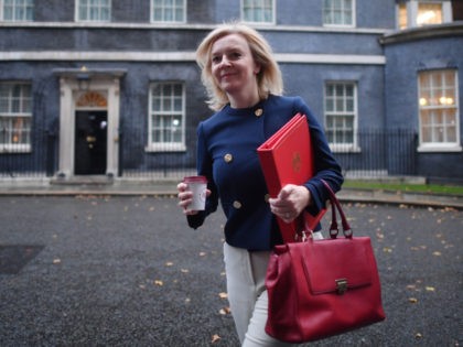 Britain's International Trade Secretary Liz Truss arrives to attend the weekly cabinet meeting held at the Foreign, Commonwealth and Development Office in London on October 20, 2020. (Photo by JUSTIN TALLIS / AFP) (Photo by JUSTIN TALLIS/AFP via Getty Images)