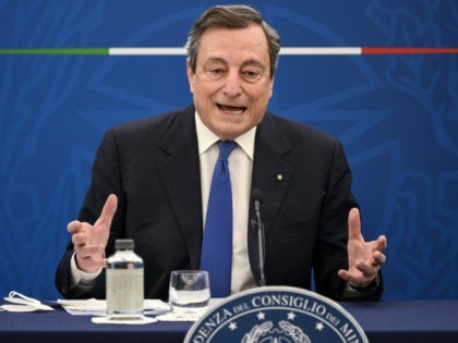 FILE -- In this April 8, 2021 file photo Italian Premier Mario Draghi speaks during a press conference in Rome . Turkey demanded Friday that Italy's premier apologize for having called President Tayyip Erdogan a “dictator,” adding fuel to the scandal over the perceived seating snub of the European Commission …