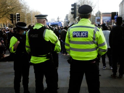 Bristol Police stand by during #KillTheBill protest on Saturday, April 3, 2020. Kurt Zindu